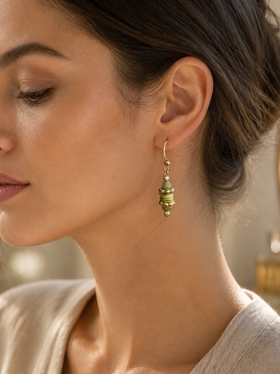 Kelly & Katie Jewelry - Green Bead Drop Earrings